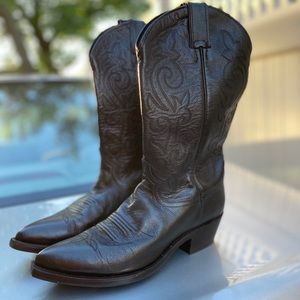 Justin’s style black genuine leather cowboy boots